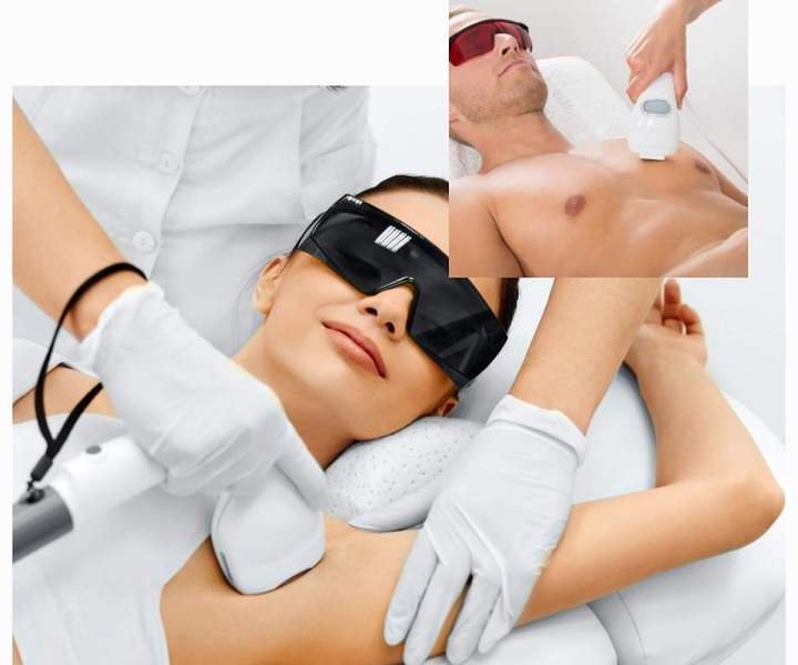 Nous éliminons les poils des différentes parties du corps.